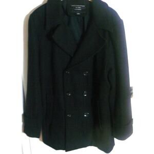 Match & Stick mens 4XL Wool Blend Classic Black Pea Coat
